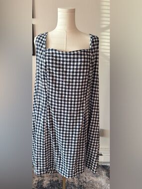 Old Navy plus size blue gingham mini dress academia baby doll schoolgirl linen